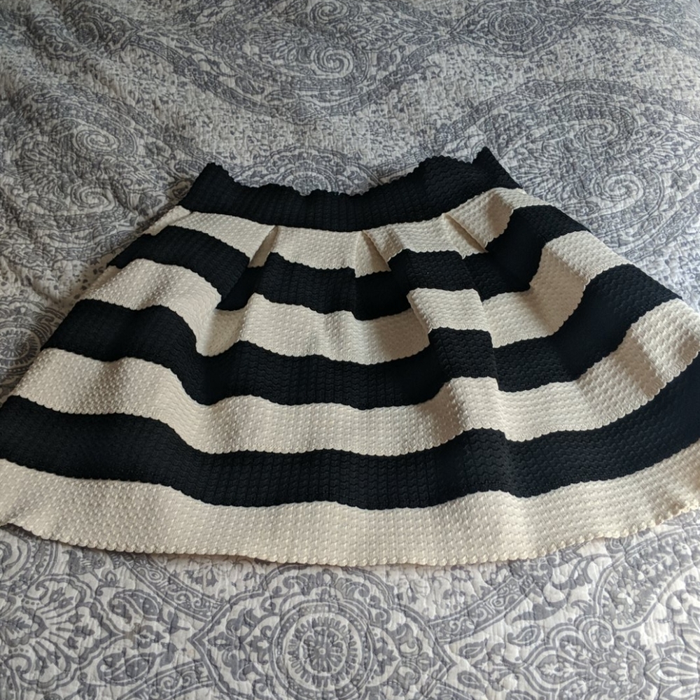 SOLD Black and White contrast stripe skirt